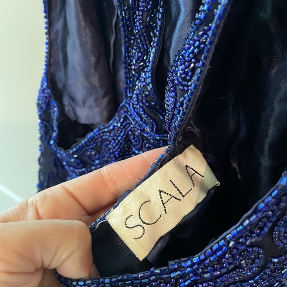 Scala navy blue beaded formal gown - Picture 14 of 16